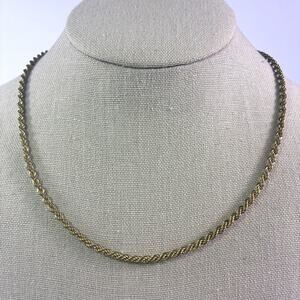 Vintage Monet Gold Tone Braided Necklace Textured 18" Statement Bold Signed